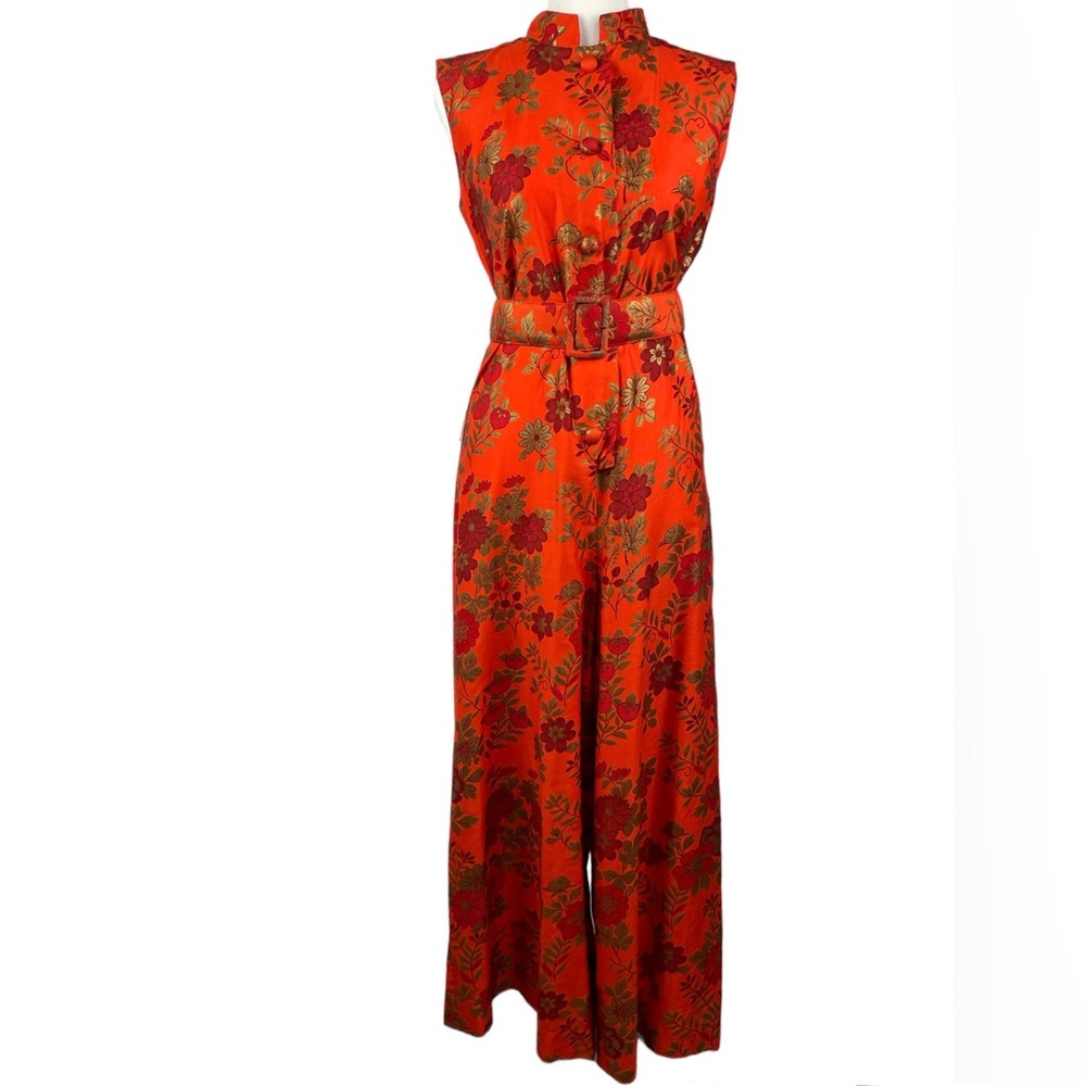 Vintage 1970 Designer Nelly de Grab, New York sleeveless wide leg jumpsuit small